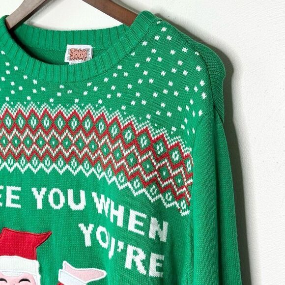 Spencer’s Gifts Ugly Christmas Holiday Sweater “I See You When You’re Sh*tfaced” - Picture 3 of 10